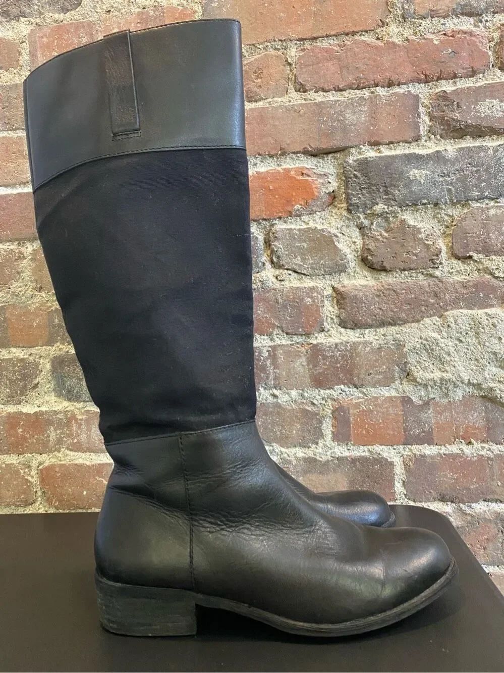 Lands’ End Canvas and Leather Black Riding Boot Women’s Size 7B